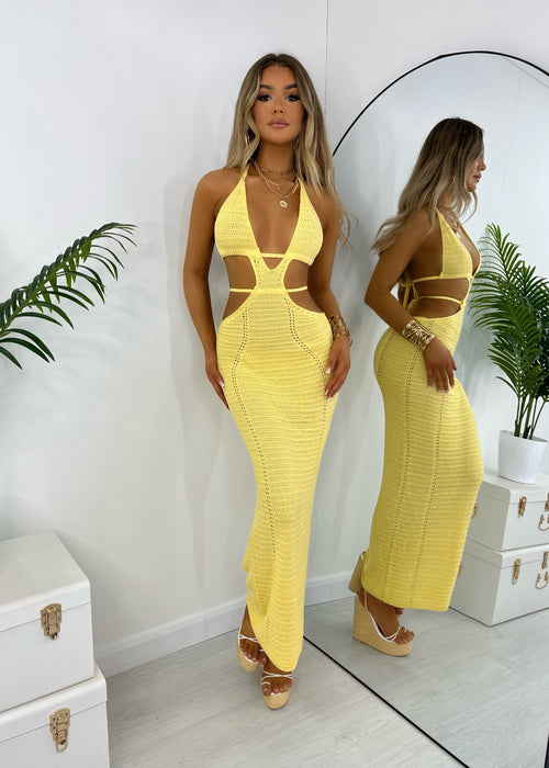 Bali Palms Crochet Maxi Dress - Yellow